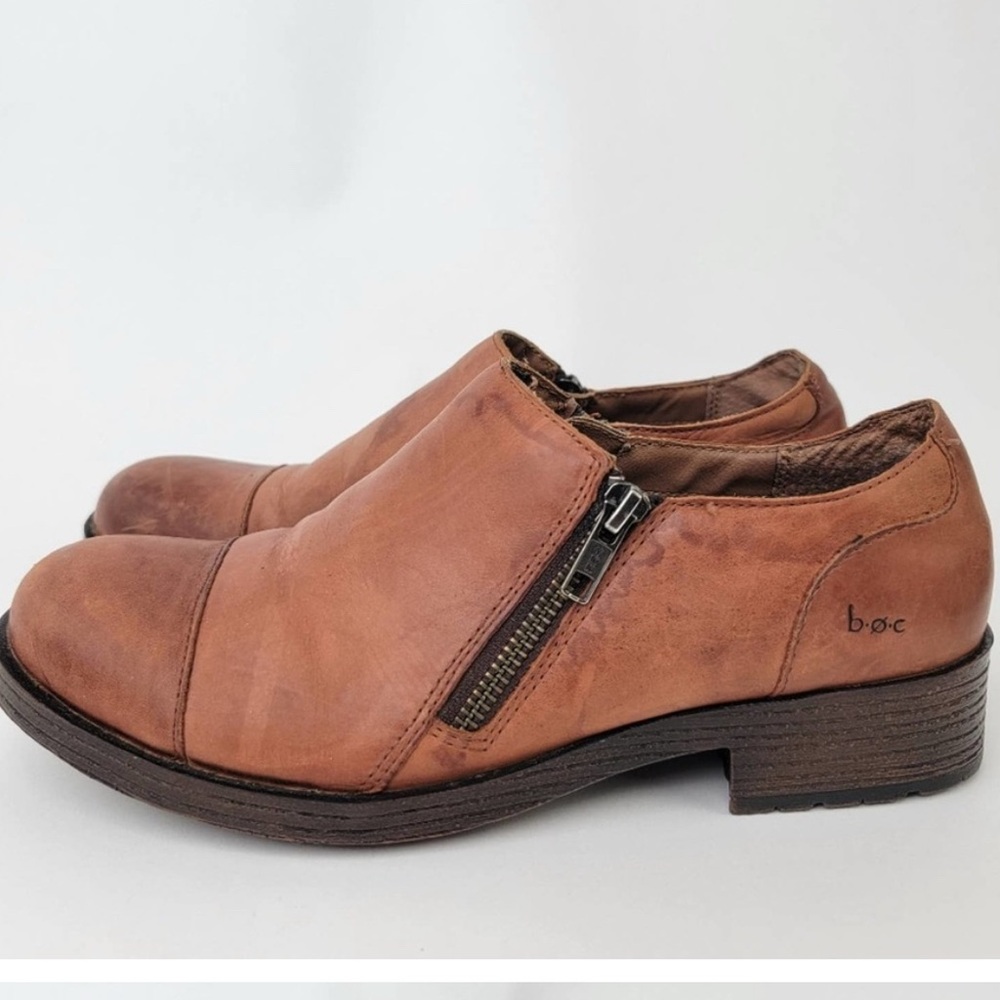 BOC Born Concept Brown Double Zipper Cap Toe Oxford Shoe - 9